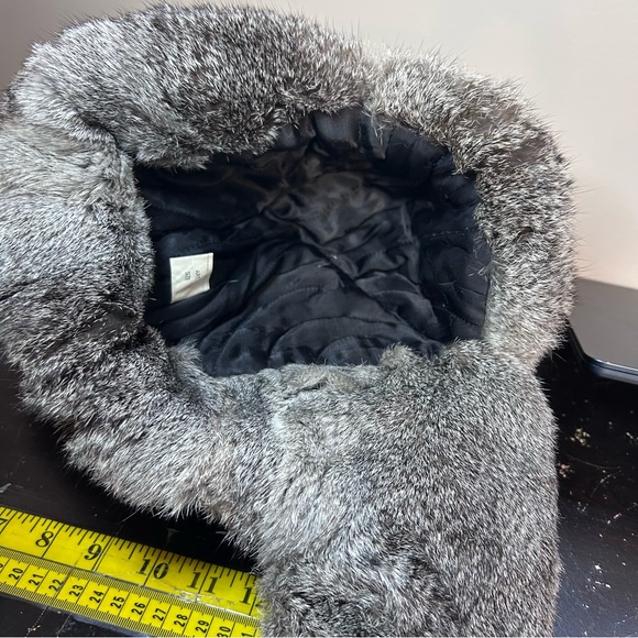 Vintage Real Rabbit Fur‎ Trapper Hat Ushanka Style Size 58 Warm Winter Cap - Picture 6 of 9
